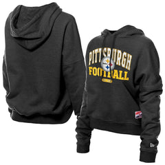 Pittsburgh Steelers New Era Women's Throwback Boxy Hoodie Sweatshirt - Black outlet