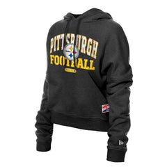 Pittsburgh Steelers New Era Women's Throwback Boxy Hoodie Sweatshirt - Black outlet