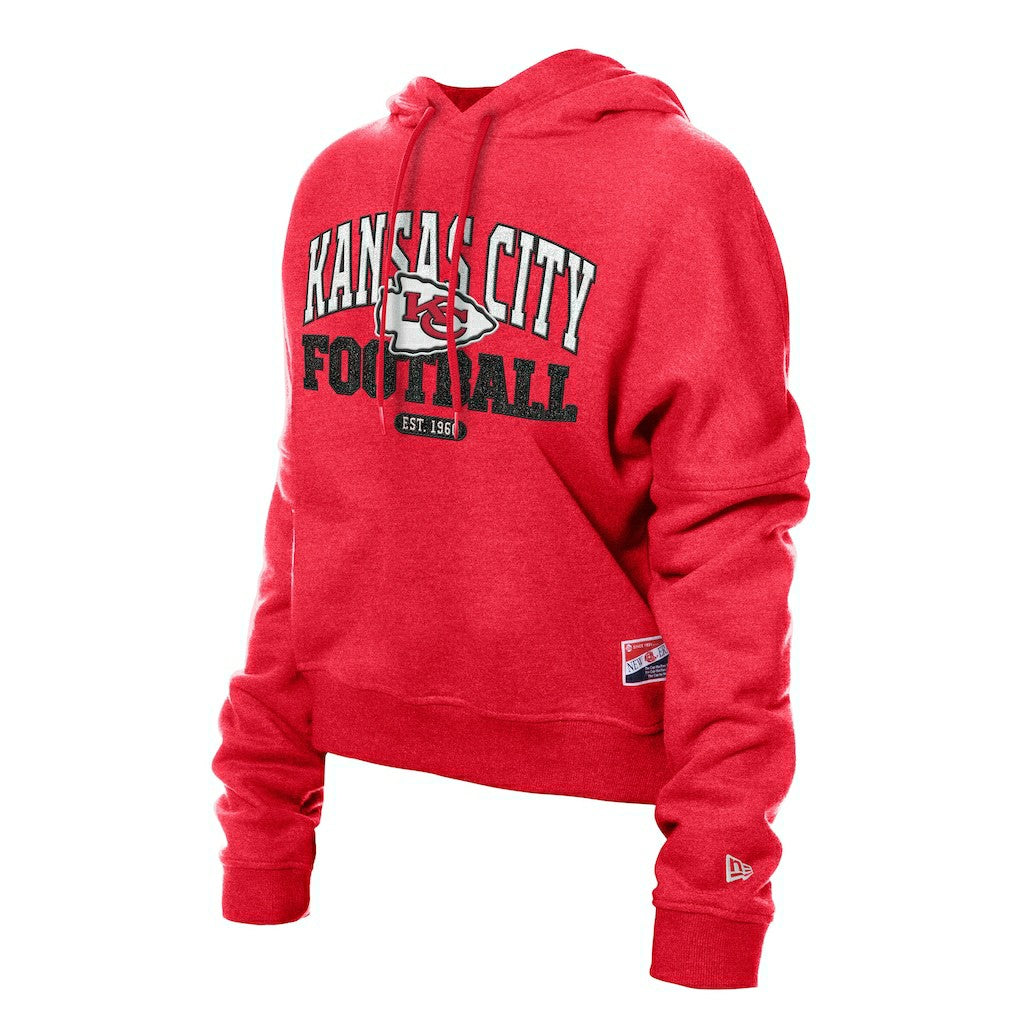 Kansas City Chiefs New Era Women's Throwback Boxy Hoodie Sweatshirt - Red sale