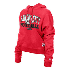 Kansas City Chiefs New Era Women's Throwback Boxy Hoodie Sweatshirt - Red sale