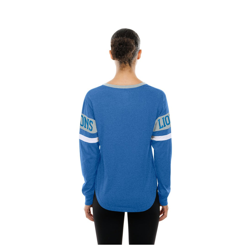 Detroit Lions New Era Women's Throwback Lace-Up Long-Sleeve T-Shirt - Blue on sale
