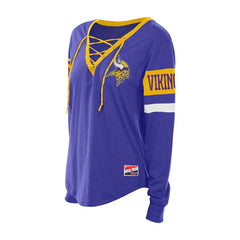 Minnesota Vikings New Era Women's Throwback Lace-Up Long-Sleeve T-Shirt - Purple discount