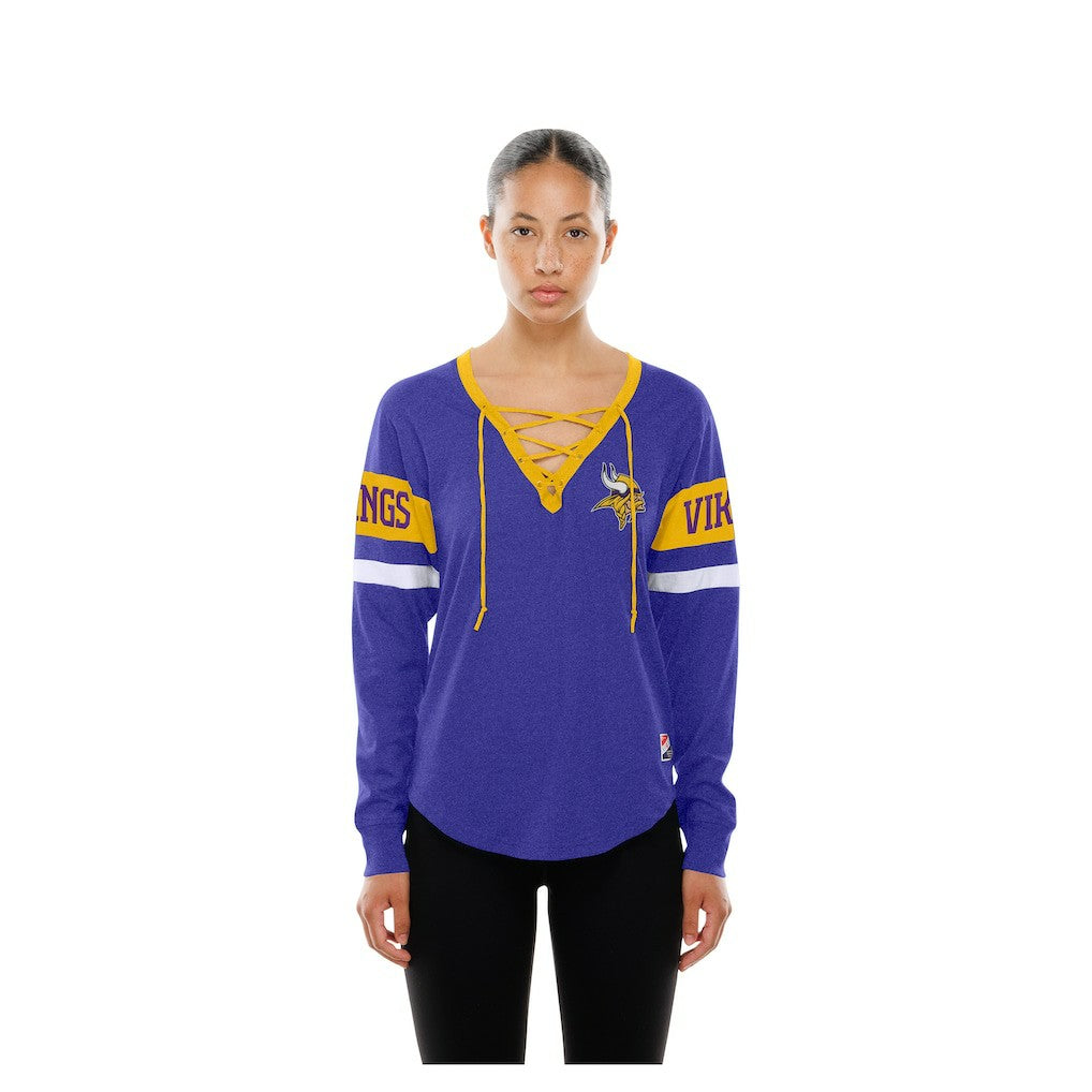 Minnesota Vikings New Era Women's Throwback Lace-Up Long-Sleeve T-Shirt - Purple discount