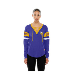 Minnesota Vikings New Era Women's Throwback Lace-Up Long-Sleeve T-Shirt - Purple discount
