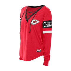 Kansas City Chiefs New Era Women's Throwback Lace-Up Long-Sleeve T-Shirt - Red online