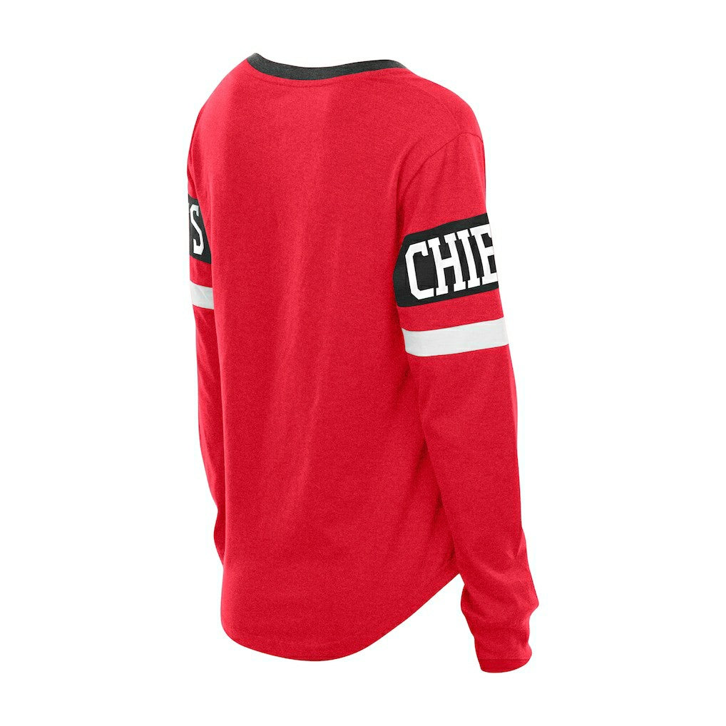 Kansas City Chiefs New Era Women's Throwback Lace-Up Long-Sleeve T-Shirt - Red online