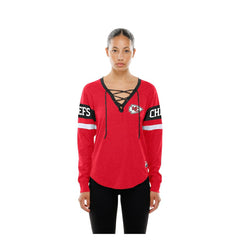 Kansas City Chiefs New Era Women's Throwback Lace-Up Long-Sleeve T-Shirt - Red online