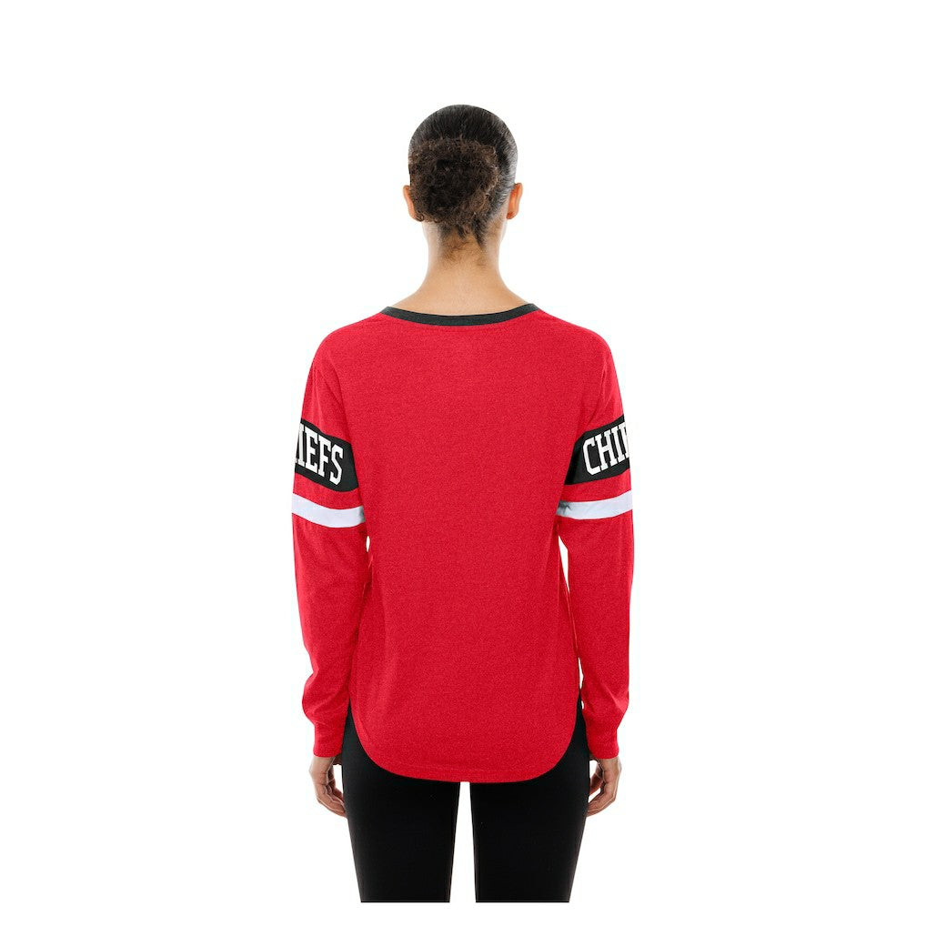 Kansas City Chiefs New Era Women's Throwback Lace-Up Long-Sleeve T-Shirt - Red online