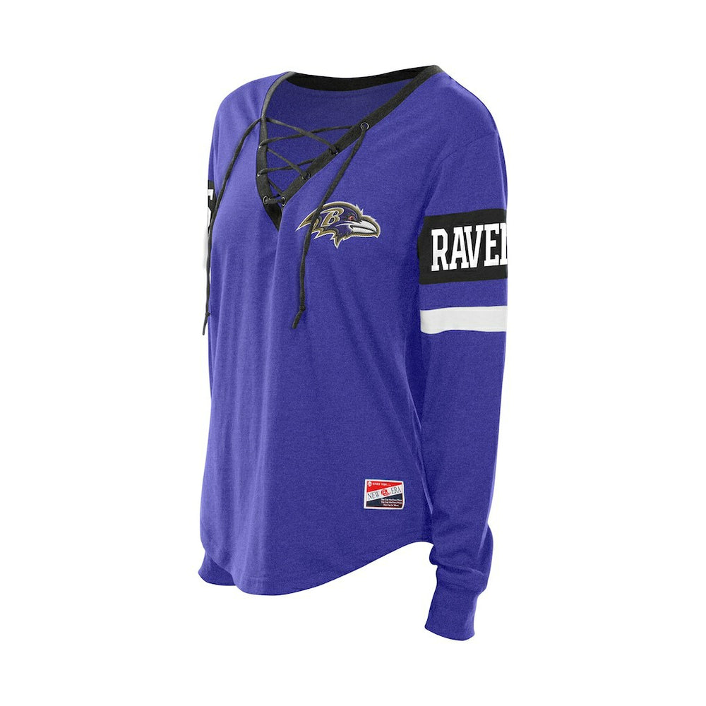 Baltimore Ravens New Era Women's Throwback Lace-Up Long-Sleeve T-Shirt - Purple sale