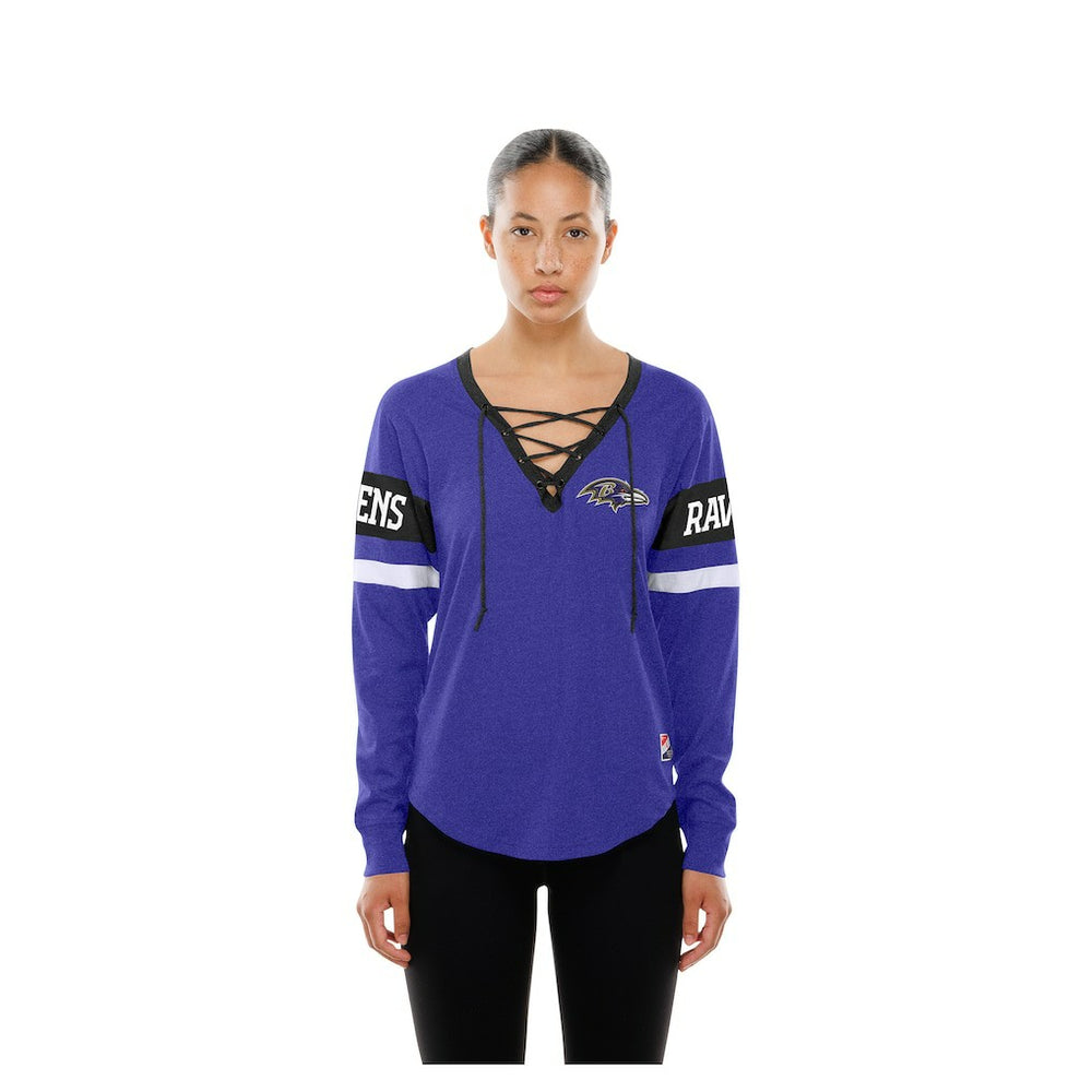 Baltimore Ravens New Era Women's Throwback Lace-Up Long-Sleeve T-Shirt - Purple sale