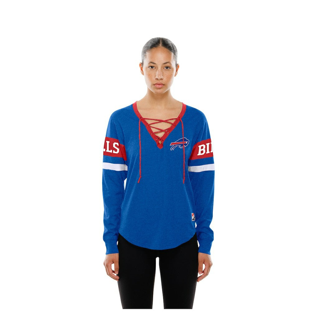 Buffalo Bills New Era Women's Throwback Lace-Up Long-Sleeve T-Shirt - Royal sale