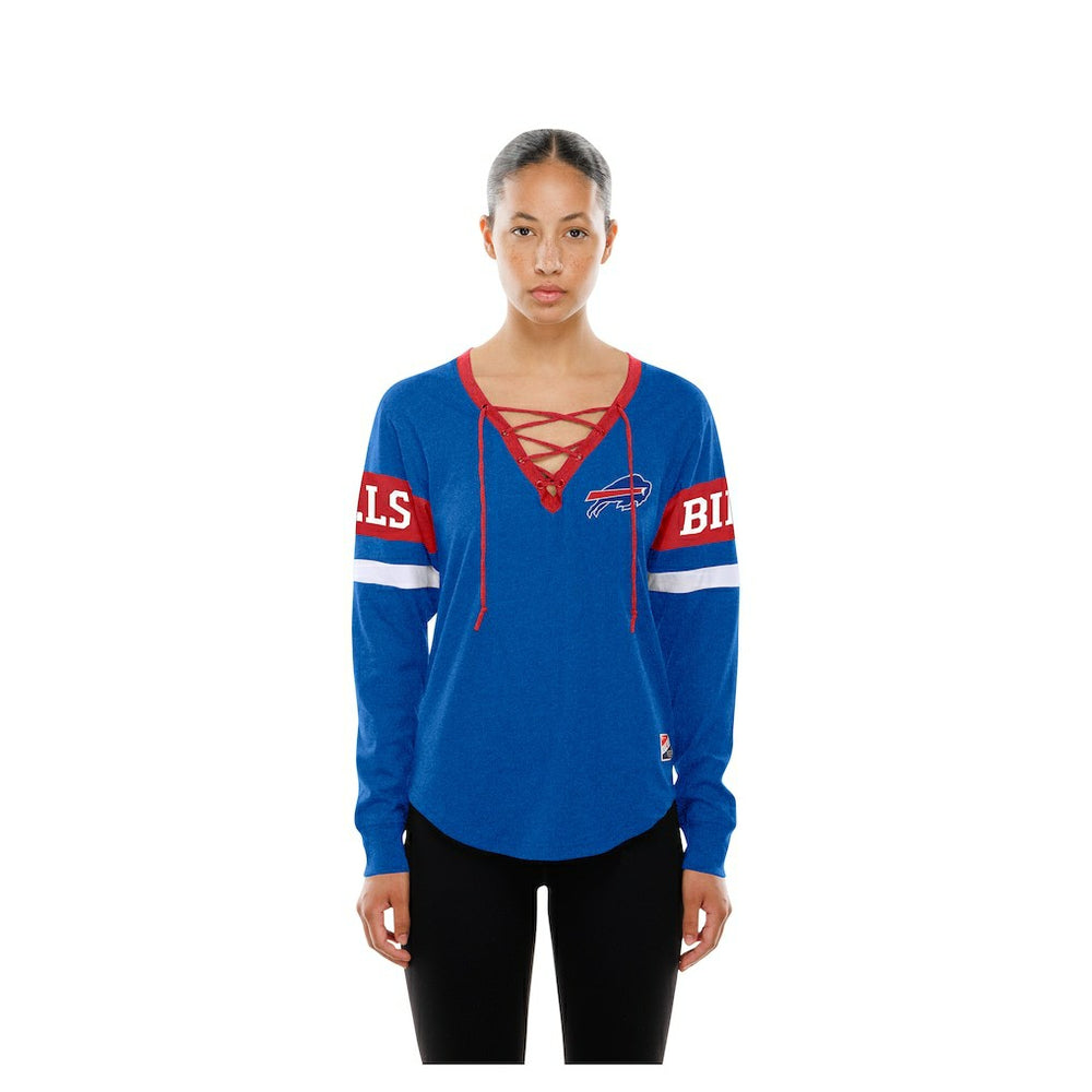 Buffalo Bills New Era Women's Throwback Lace-Up Long-Sleeve T-Shirt - Royal sale