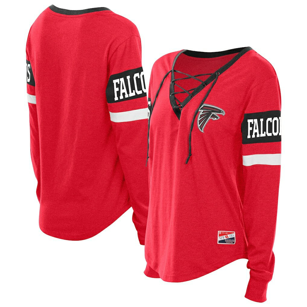 Atlanta Falcons New Era Women's Throwback Lace-Up Long-Sleeve T-Shirt - Red online
