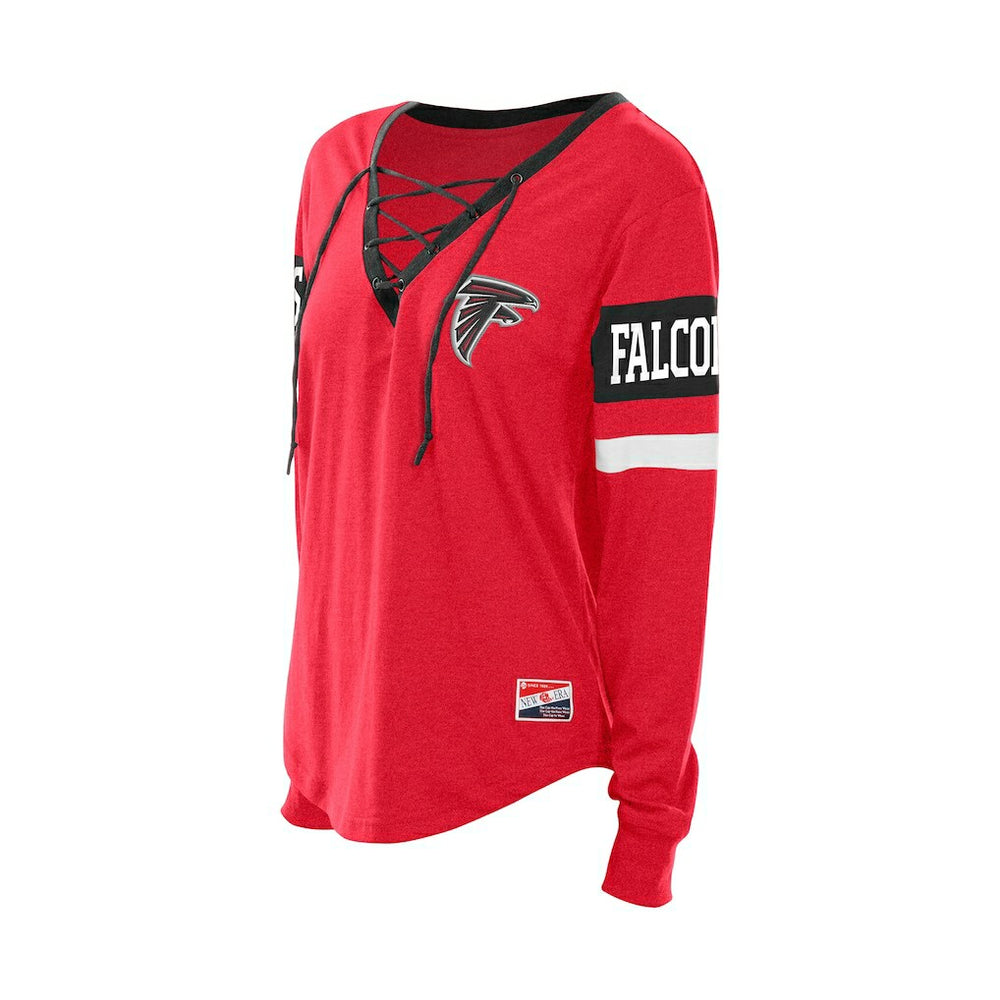 Atlanta Falcons New Era Women's Throwback Lace-Up Long-Sleeve T-Shirt - Red online