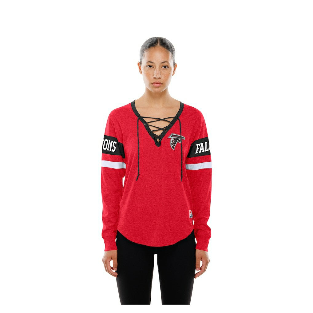 Atlanta Falcons New Era Women's Throwback Lace-Up Long-Sleeve T-Shirt - Red online
