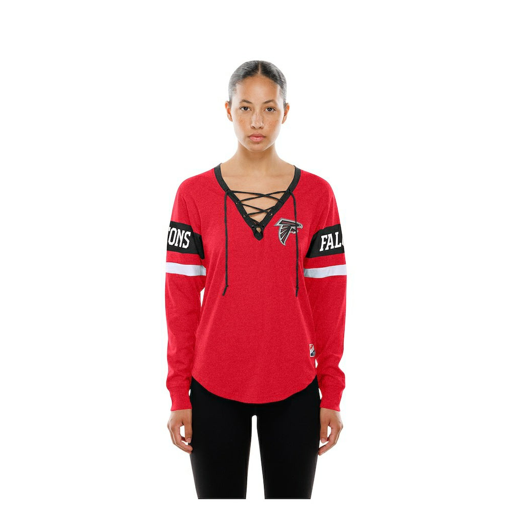 Atlanta Falcons New Era Women's Throwback Lace-Up Long-Sleeve T-Shirt - Red online