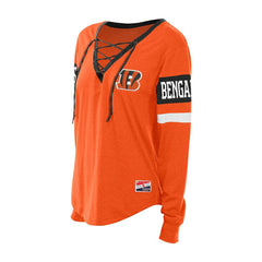 Cincinnati Bengals New Era Women's Throwback Lace-Up Long-Sleeve T-Shirt - Orange discount