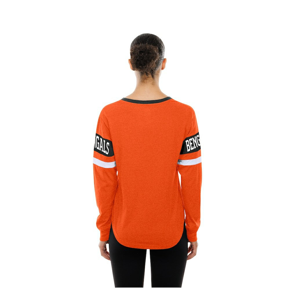 Cincinnati Bengals New Era Women's Throwback Lace-Up Long-Sleeve T-Shirt - Orange discount