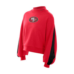 San Francisco 49ers New Era Women's Sport Night Mock Neck Balloon Sleeve Pullover Sweatshirt - Scarlet discount