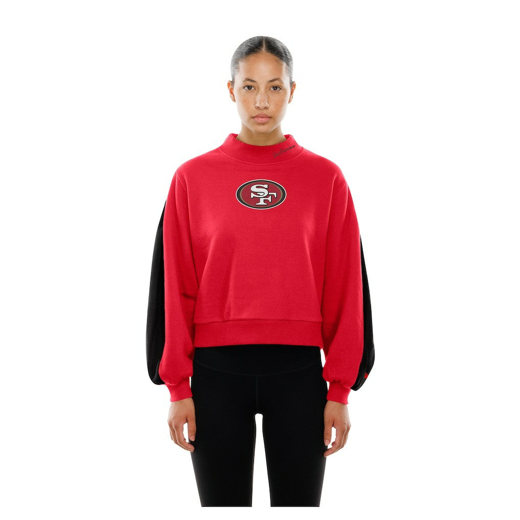 San Francisco 49ers New Era Women's Sport Night Mock Neck Balloon Sleeve Pullover Sweatshirt - Scarlet discount