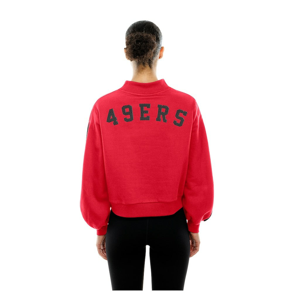 San Francisco 49ers New Era Women's Sport Night Mock Neck Balloon Sleeve Pullover Sweatshirt - Scarlet discount