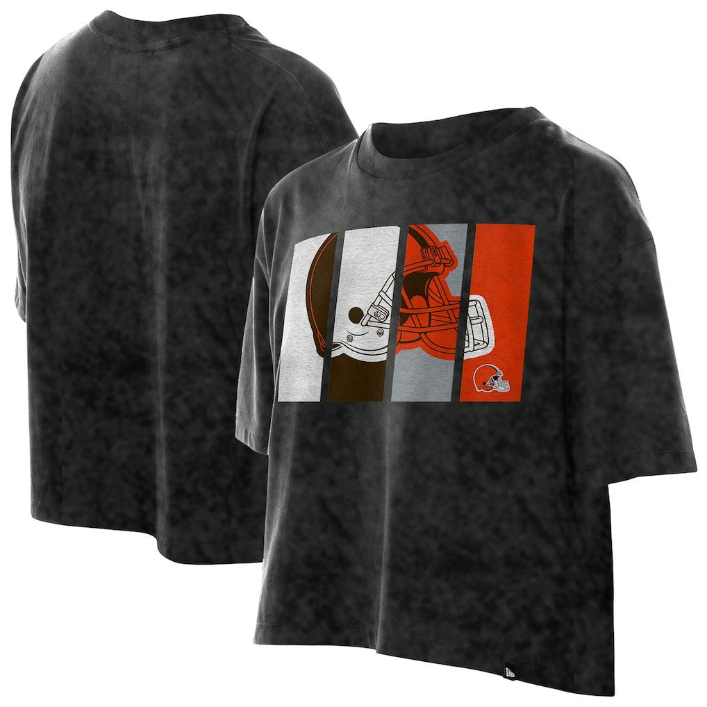 Cleveland Browns New Era Women's Boxy Cropped Sport Night Mineral Wash T-Shirt - Black online