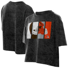 Cleveland Browns New Era Women's Boxy Cropped Sport Night Mineral Wash T-Shirt - Black online
