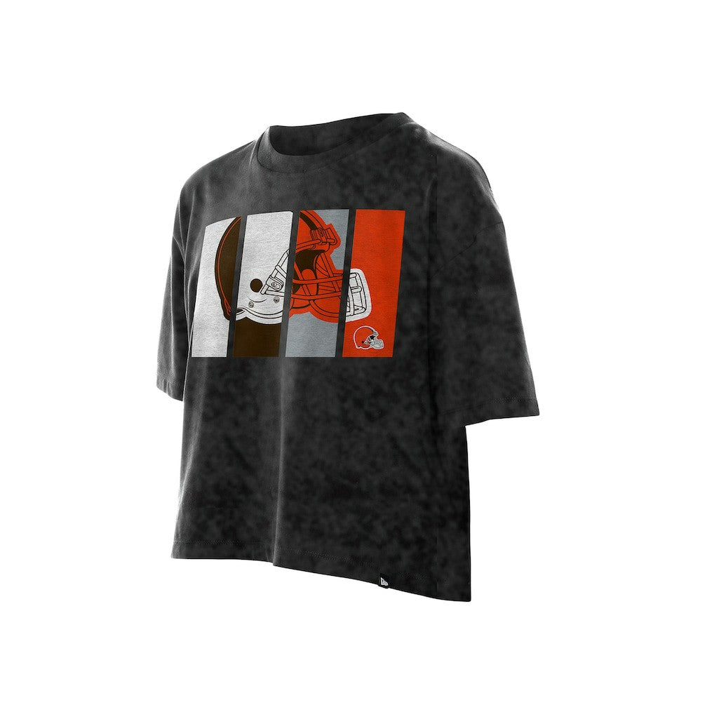 Cleveland Browns New Era Women's Boxy Cropped Sport Night Mineral Wash T-Shirt - Black online