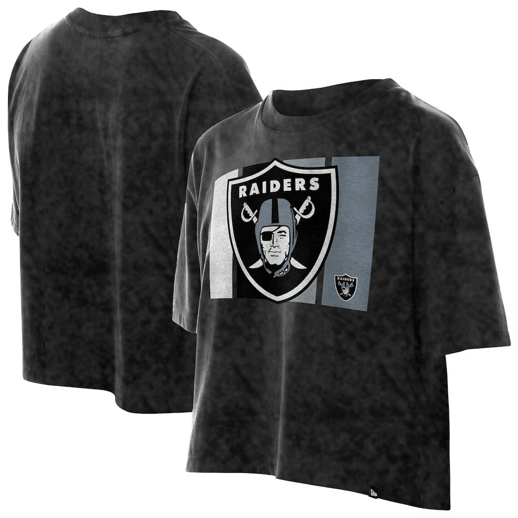 Las Vegas Raiders New Era Women's Boxy Cropped Sport Night Mineral Wash T-Shirt - Black online