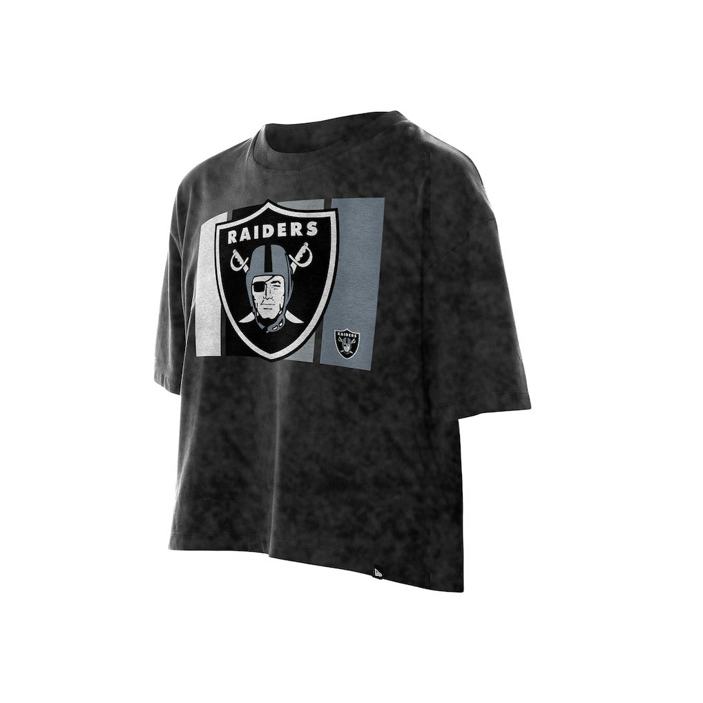 Las Vegas Raiders New Era Women's Boxy Cropped Sport Night Mineral Wash T-Shirt - Black online