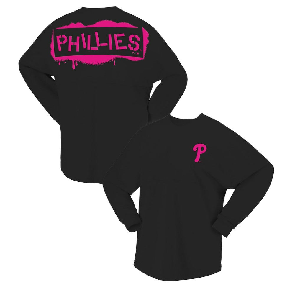 Philadelphia Phillies Women's Neon Jersey Long Sleeve T-Shirt Black