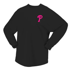 Philadelphia Phillies Women's Neon Jersey Long Sleeve T-Shirt Black