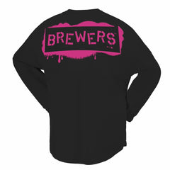 Milwaukee Brewers Women's Neon Jersey Long Sleeve T-Shirt Black