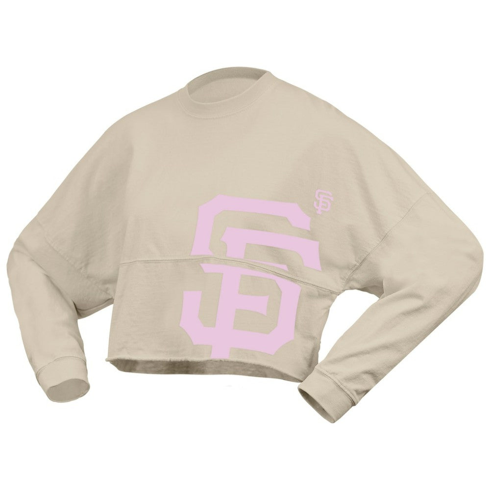 San Francisco Giants Women's Floral Preppy Cropped Long Sleeve T-Shirt Cream