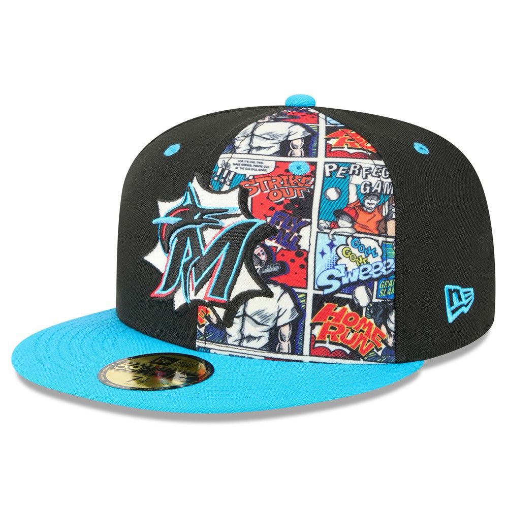 Miami Marlins 2025 MLB Diamond Hero Edition 59FIFTY Fitted Hat Black/Blue