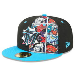 Miami Marlins 2025 MLB Diamond Hero Edition 59FIFTY Fitted Hat Black/Blue