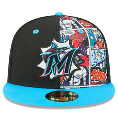 Miami Marlins 2025 MLB Diamond Hero Edition 59FIFTY Fitted Hat Black/Blue