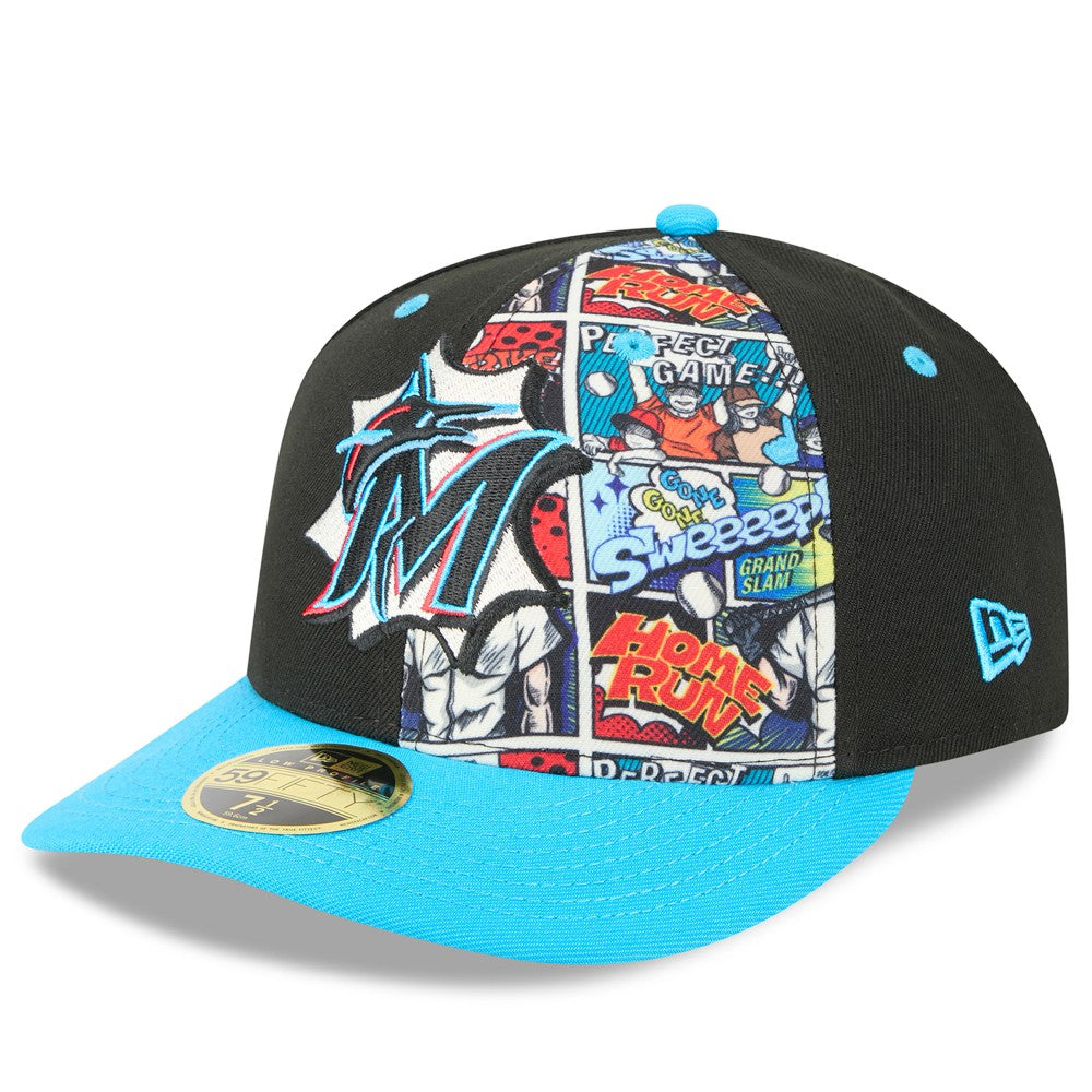 Miami Marlins 2025 MLB Diamond Hero Edition Low Profile 59FIFTY Fitted Hat Black/Blue