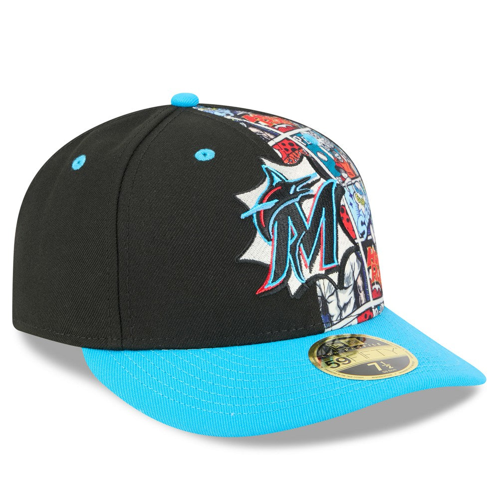 Miami Marlins 2025 MLB Diamond Hero Edition Low Profile 59FIFTY Fitted Hat Black/Blue