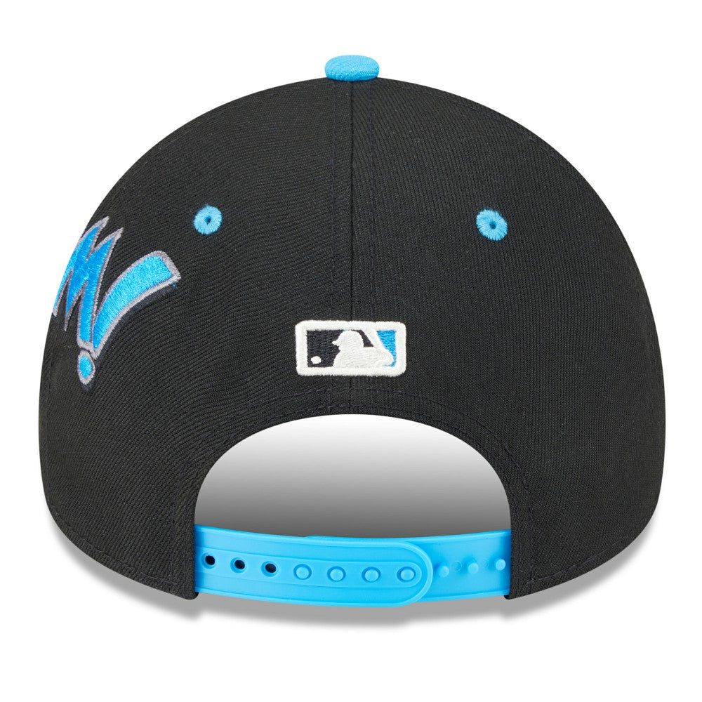 Miami Marlins Youth 2025 MLB Diamond Hero Edition A-Frame 9FORTY Adjustable Hat Black/Blue