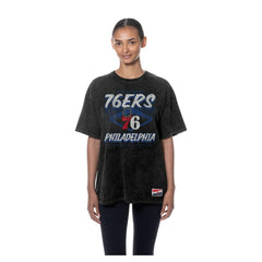 Philadelphia 76ers Women's Throwback Mineral Wash Oversized T-Shirt - Black discount