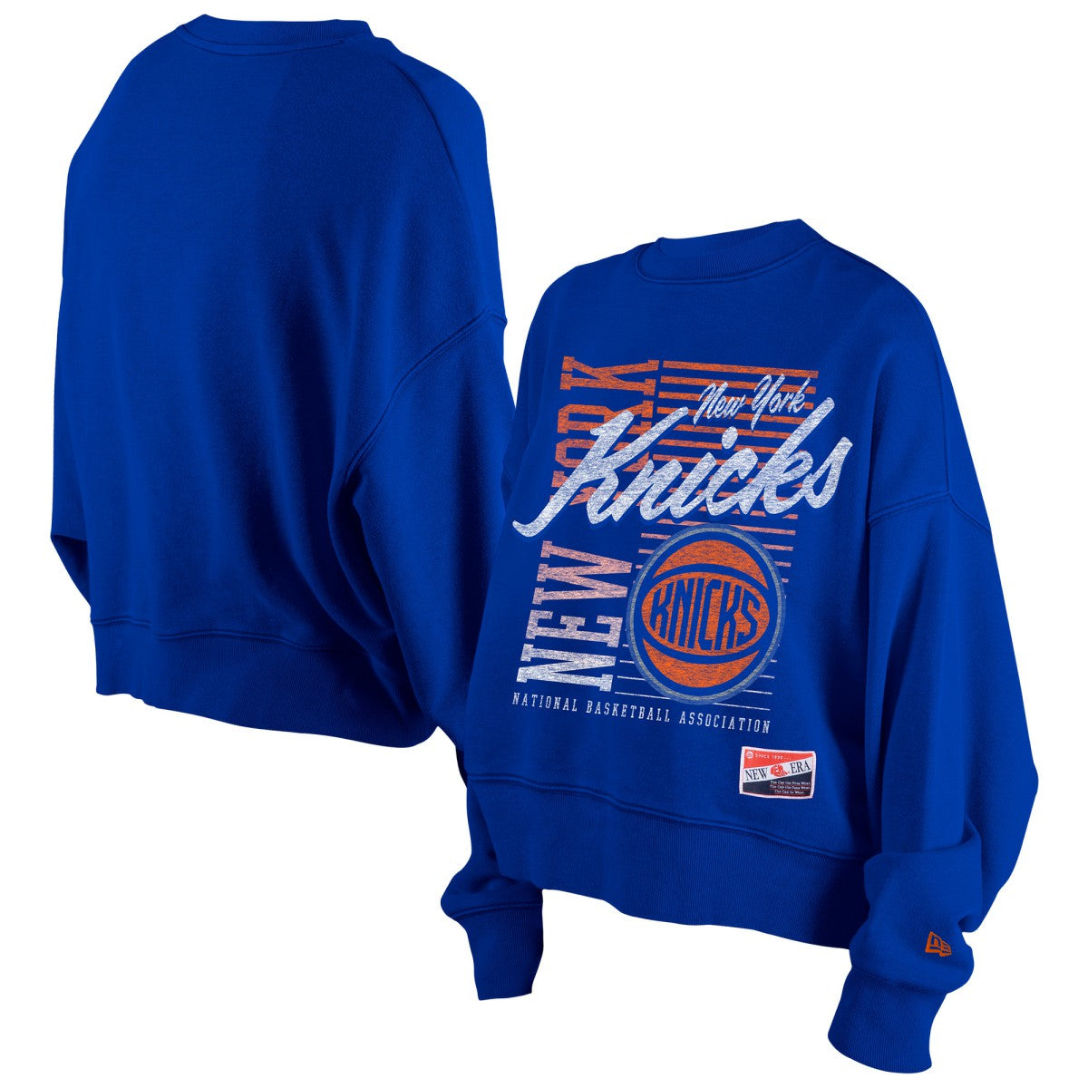 New York Knicks Women's Boxy Throwback Mineral Wash Sweatshirt - Blue sale