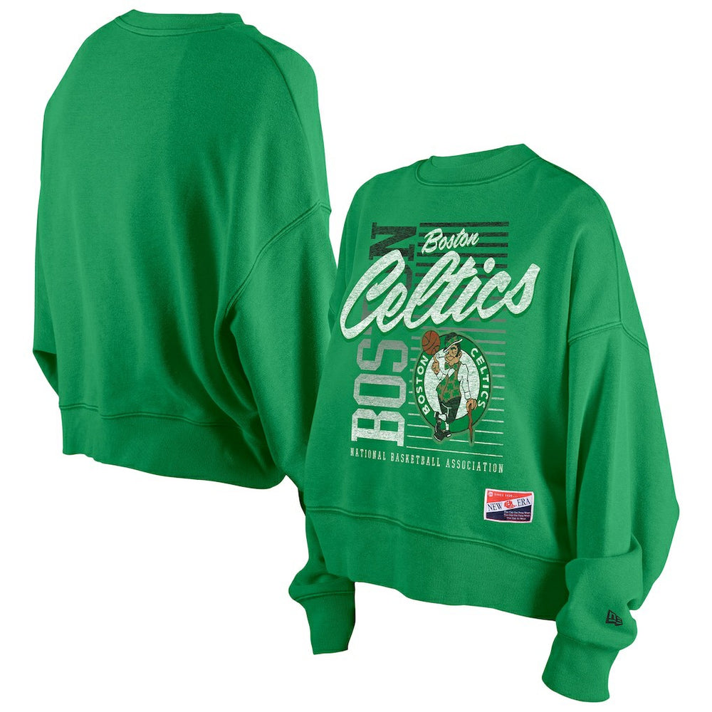 Boston Celtics Women's Boxy Throwback Mineral Wash Sweatshirt - Kelly Green on sale