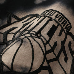 New York Knicks Injection Bleached Out Raw Edge Oversized T-Shirt - Black online