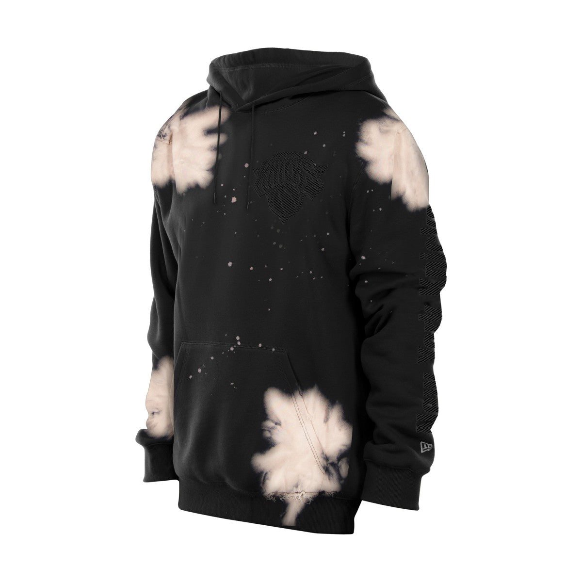 New York Knicks Injection Bleached Out Raw Edge Hoodie - Black cheap