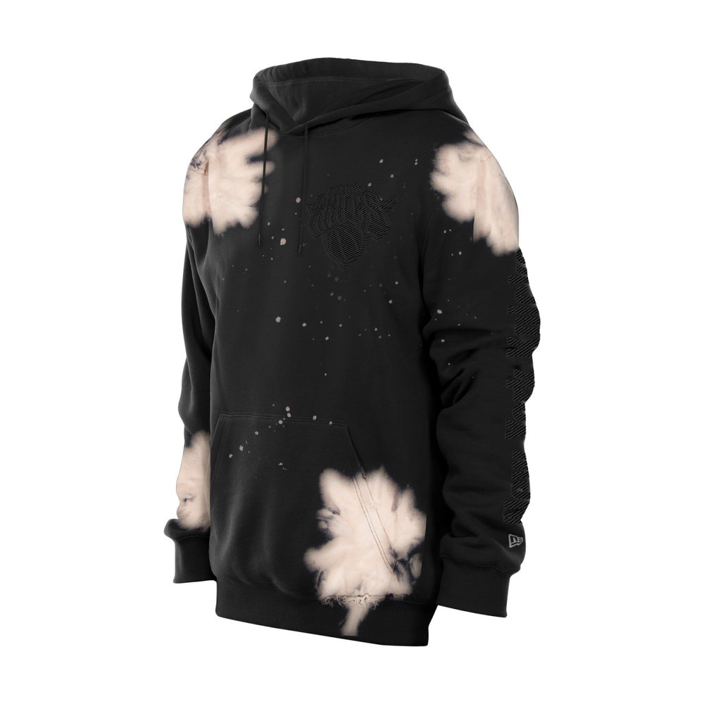 New York Knicks Injection Bleached Out Raw Edge Hoodie - Black cheap