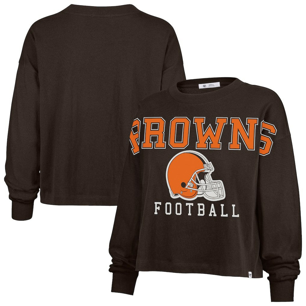 Cleveland Browns '47 Women's Outreach City Oversized Long Sleeve T-Shirt - Brown discount