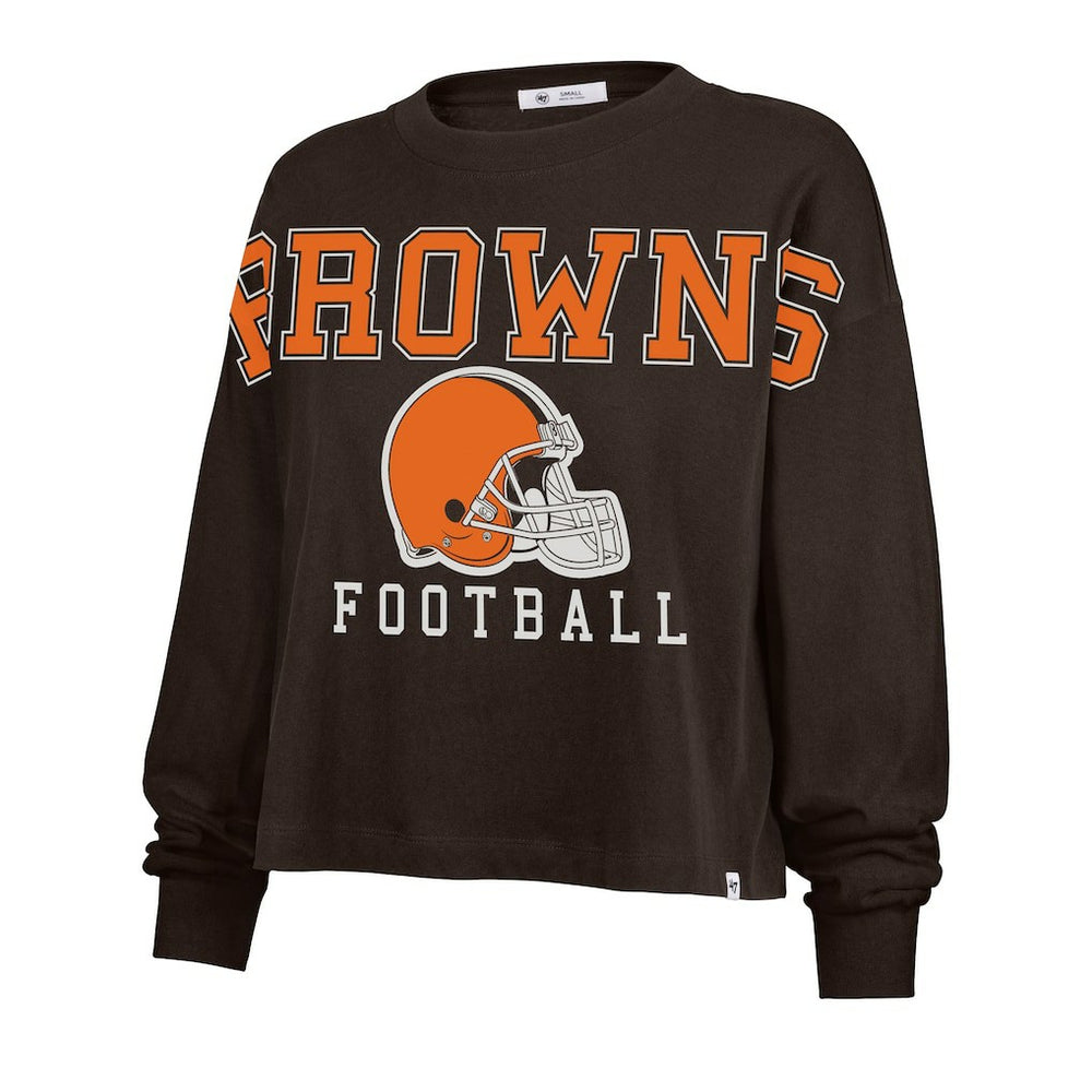 Cleveland Browns '47 Women's Outreach City Oversized Long Sleeve T-Shirt - Brown discount