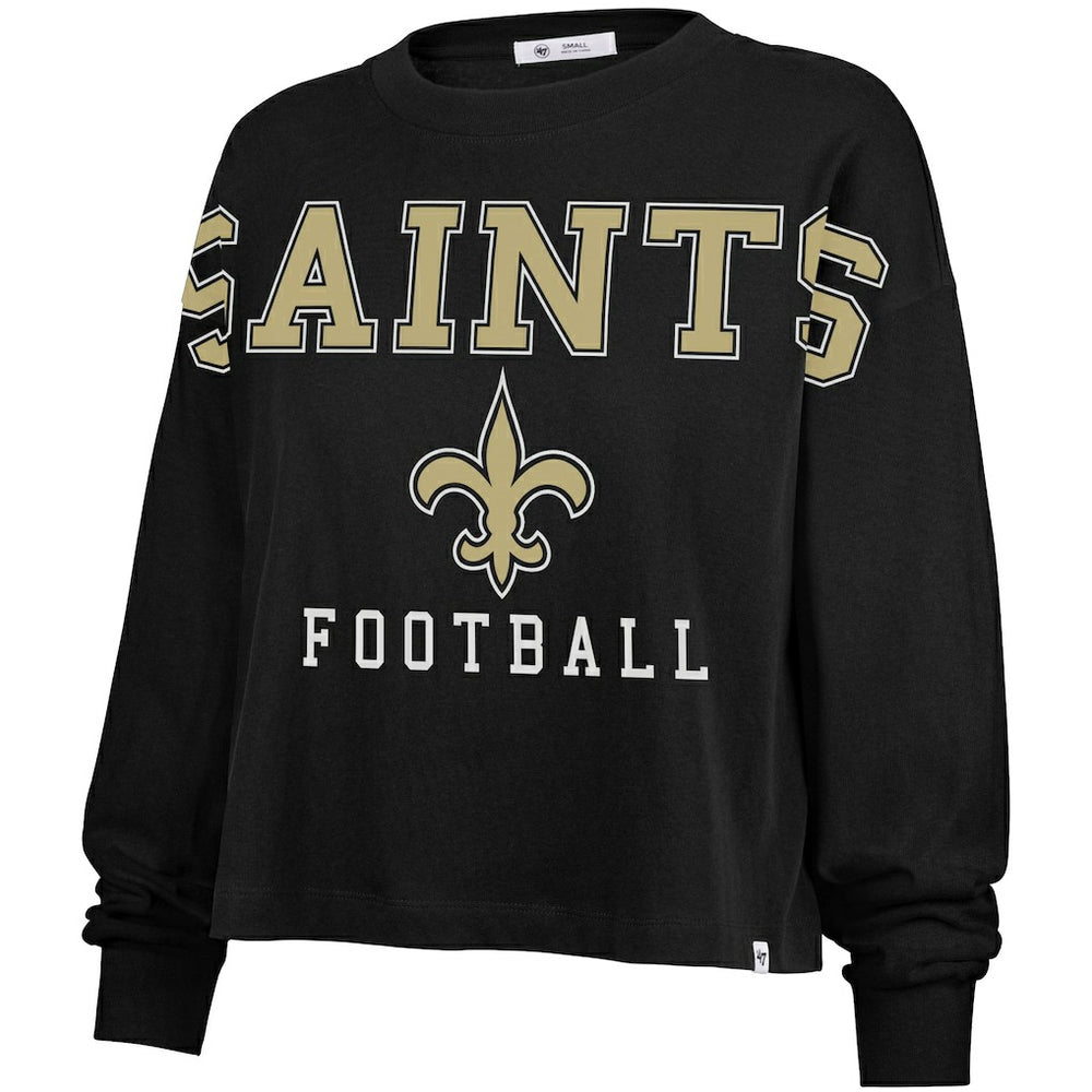 New Orleans Saints '47 Women's Outreach City Oversized Long Sleeve T-Shirt - Black sale