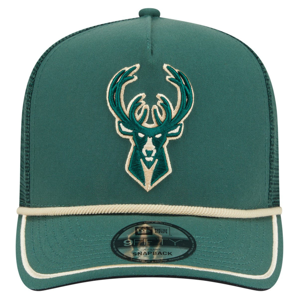 Milwaukee Bucks Vintage Team Rope A-Frame 9FIFTY Snapback Hat - Hunter Green discount